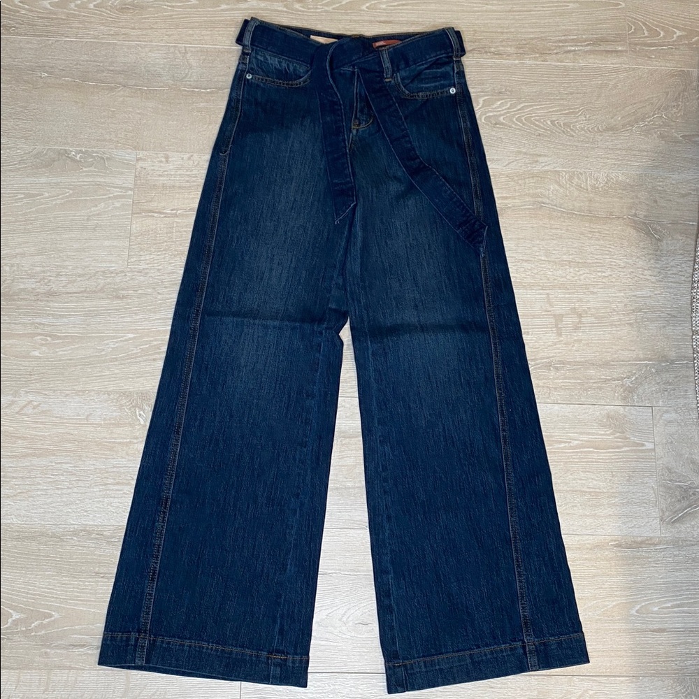 PILCRO Anthropologie Ultra Wide Leg Belted Jeans